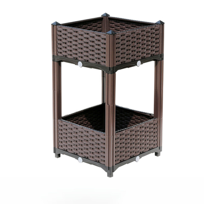 Trang chủ Hộp trồng cây trên cao bằng nhựa vuông rộng 40cm có bánh xe hai lớp