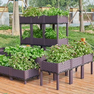 Chậu hoa có thể xếp chồng lên nhau hình chữ nhật ngoài trời Giường nhựa trong vườn