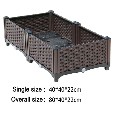 Hộ gia đình 80 * 40 * 22CM Hộp trồng cây bằng nhựa màu nâu Hình chữ nhật Phong cách Châu Âu