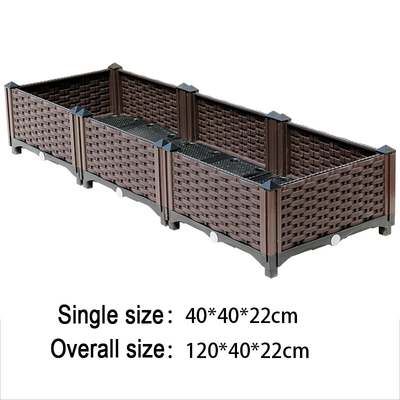 Hộ gia đình 80 * 40 * 22CM Hộp trồng cây bằng nhựa màu nâu Hình chữ nhật Phong cách Châu Âu
