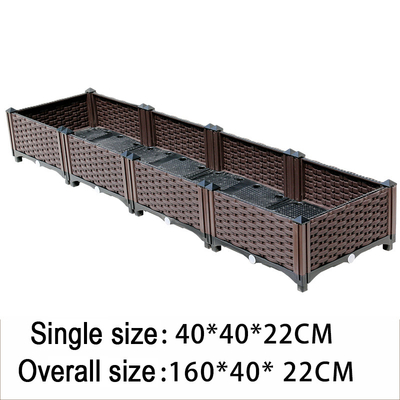 Hộ gia đình 80 * 40 * 22CM Hộp trồng cây bằng nhựa màu nâu Hình chữ nhật Phong cách Châu Âu