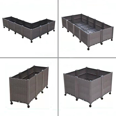 Drainable Patio Bánh xe Hộp trồng cây Hộp nhựa Hình chữ nhật Hộp trồng cây Bằng chứng côn trùng