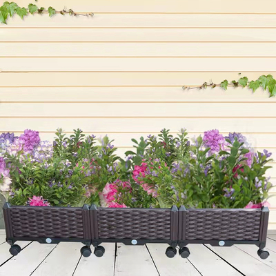 Chống nắng Máy trồng cây bằng nhựa hình chữ nhật lớn trên bánh xe Chất chống oxy hóa