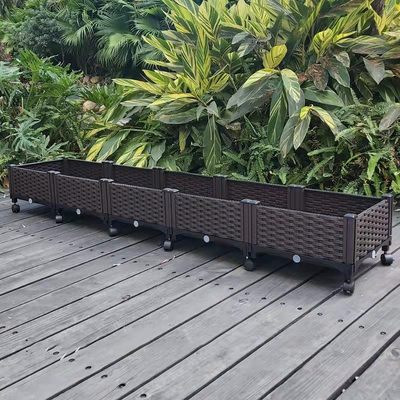 Chống nắng Máy trồng cây bằng nhựa hình chữ nhật lớn trên bánh xe Chất chống oxy hóa