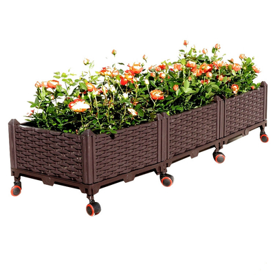 Đa chức năng Nâng cao vườn trồng cây nhựa PVC Giường vườn nâng trên bánh