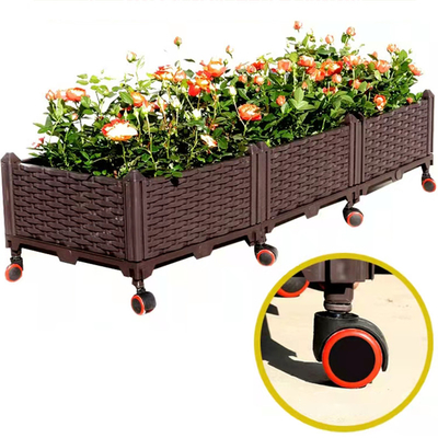 Đa chức năng Nâng cao vườn trồng cây nhựa PVC Giường vườn nâng trên bánh